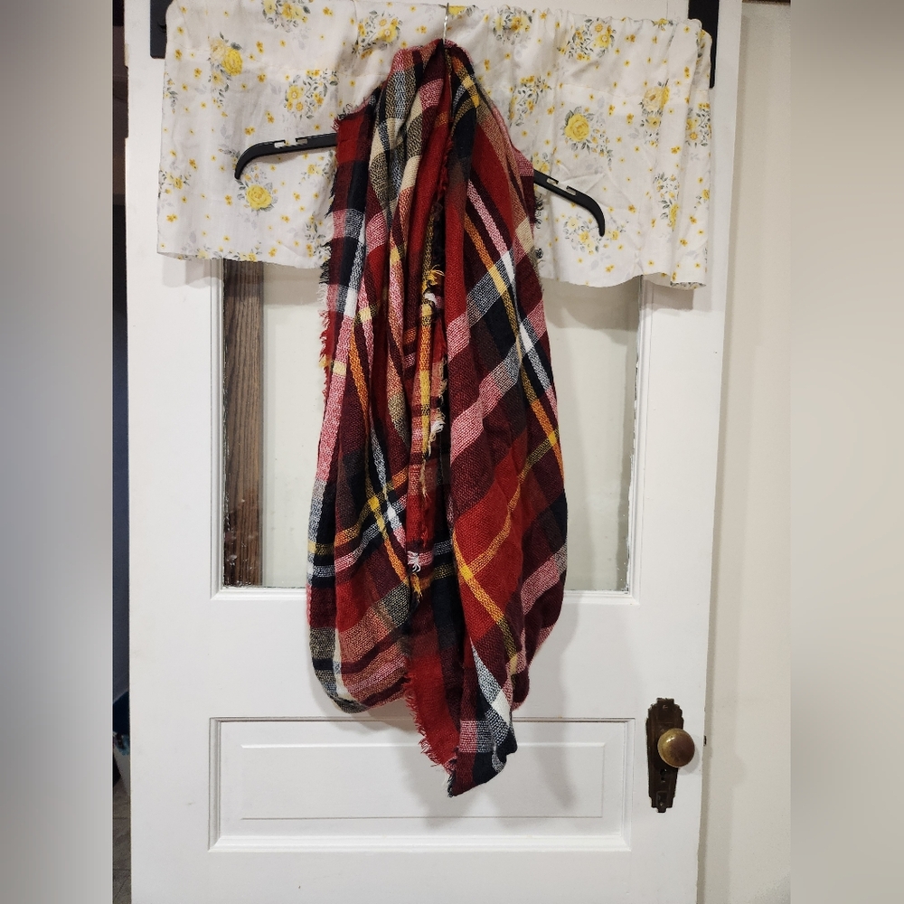 Plaid Red and Black Scarf